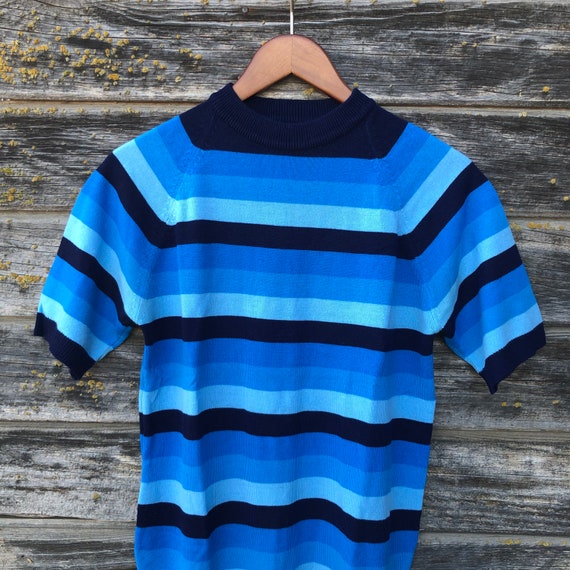 Vintage blue striped sweater 60s mod atomic 1960s