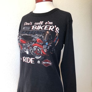 Vintage Harley Davidson shirt thermal 90s grunge motorcycle graphic long sleeve For Bikers Only RARE HD biker moto tee shirt unisex S small image 9