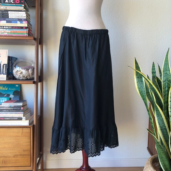 Vintage Gunne Sax black lace trim skirt 70s 80s wi