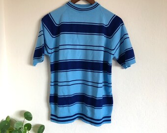 Vintage Towncraft Striped Mock Neck Sweater Shirt Knit Wide Stripe