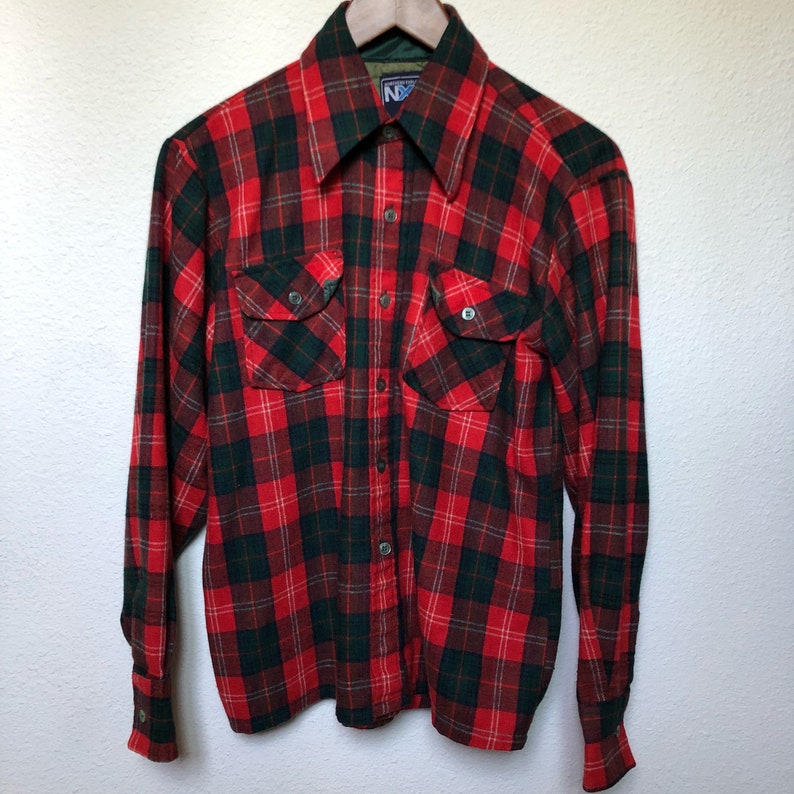 Vintage Green Red Plaid Flannel 90s 1990s Vtg Grunge Flannel Etsy