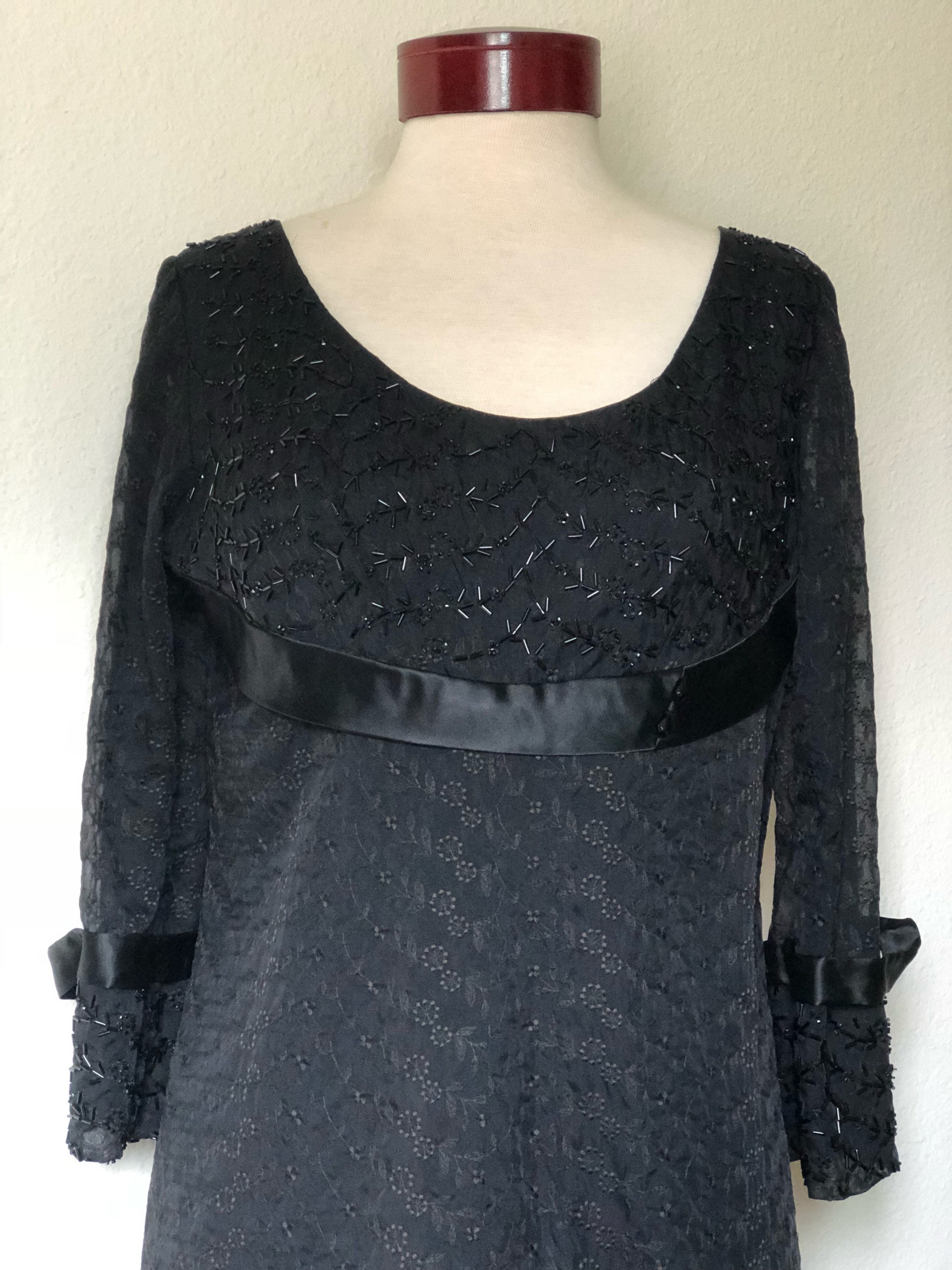 Vintage black dress embroidered beaded long sleeve black dress Etsy