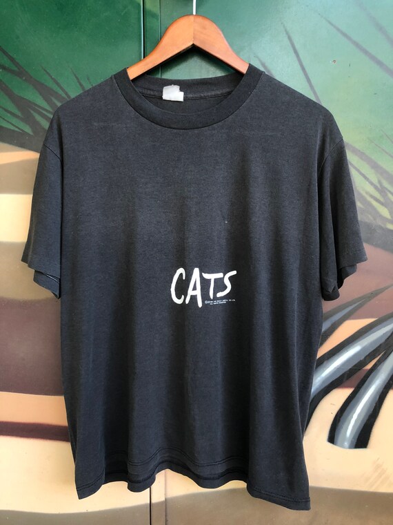 Vintage Cats T-shirt black graphic tee L XL 80s Br