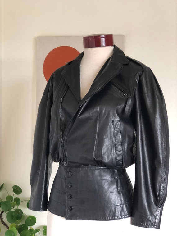 Vintage Alicia Herrera Black Leather Motorcycle Jacket 80s - Etsy
