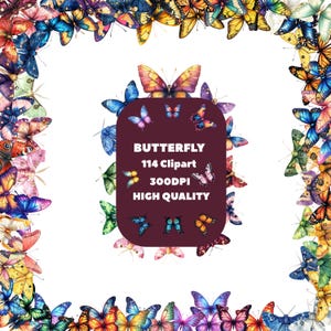 Watercolor Butterfly Clipart Bundle PNG SVG Colorful Lilac Pink Purple Rainbow Silver Gold Neon Butterflies Fantasy Digital Download Design
