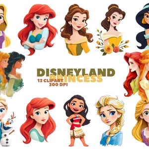 princess png clipart bundle, anna elsa png clipart, belle png clipart, tiana png clipart, rapunzel png, moana cinderella jasmine mermaid