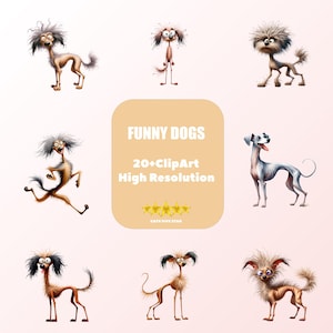 Funny Dog Clipart Bundle, Quirky Dogs Clipart, Cute And Silly Watercolor Dogs Png, Puppy Whimsy Graphics, T-shirt Designs, Digital Download