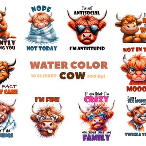 Funny Cow Mug Print: Sarcastic Coffee Quotes (PNG Digital Download)