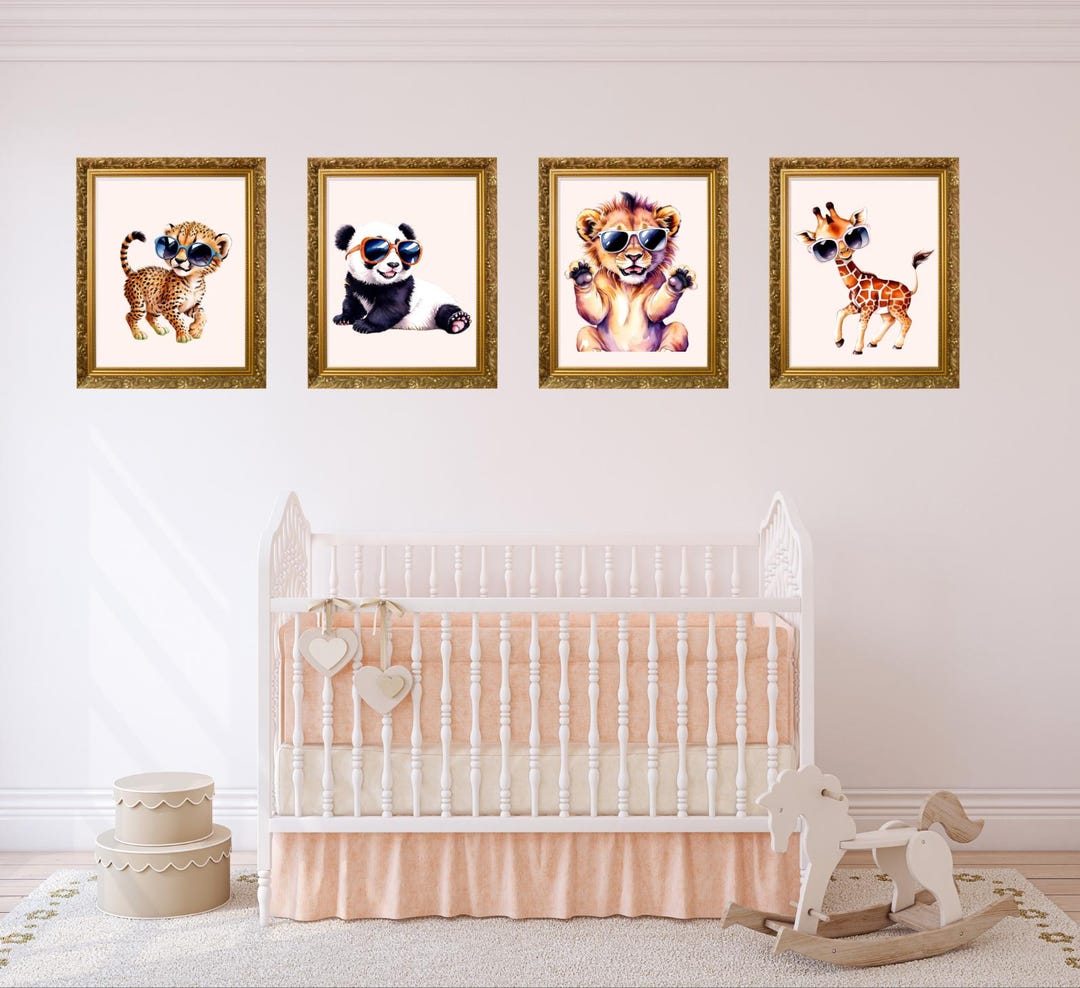 Cute Baby Animal Nursery Prints Set 2 – Watercolor Art With Sunglasses ...