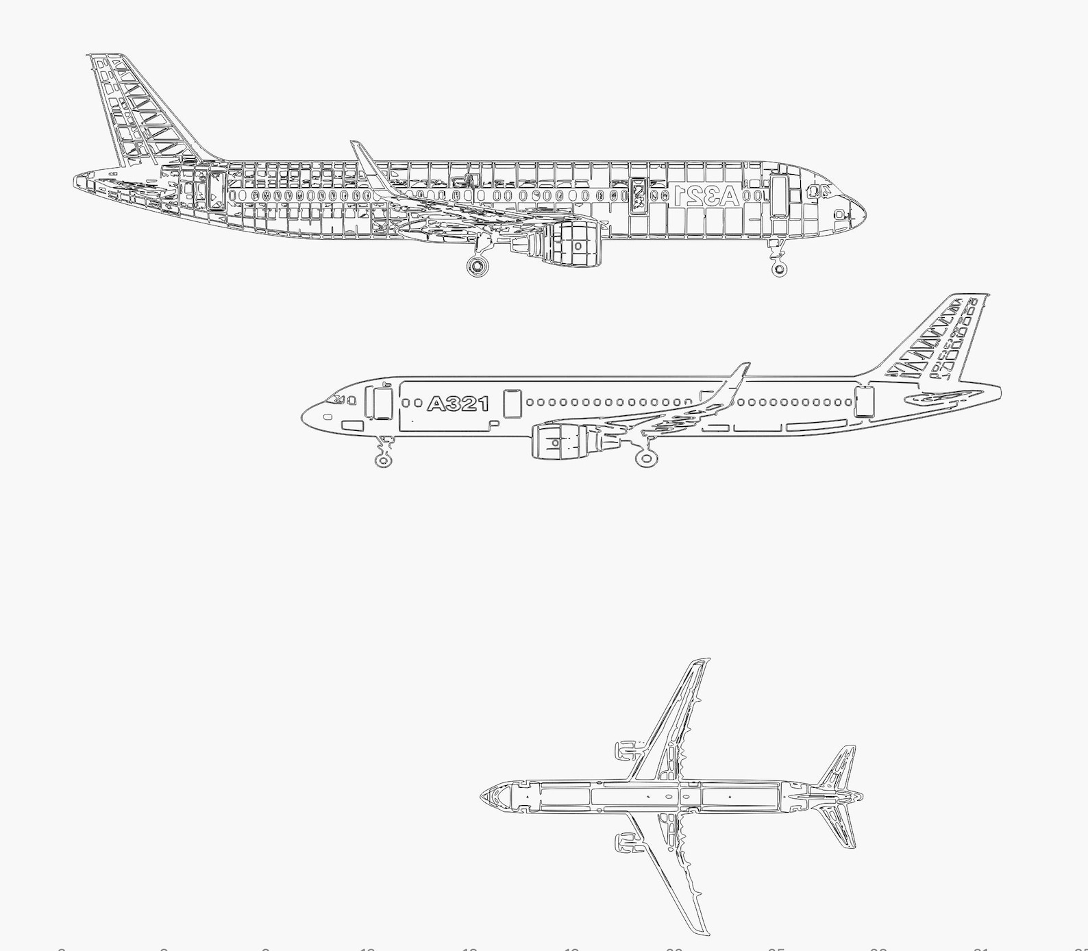 Airbus A321 Laser Cut SVG | Airplane Blueprint Vector Aviation Wall Art ...