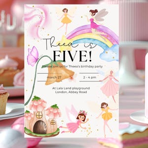 Editable Fairy Birthday Invitation Whimsical Enchanted Pixie Fairy Party Magical Floral Fairy Princess Party Instant Download Editable