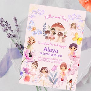Editable Fairy Birthday Invitation Whimsical Enchanted Pixie Fairy Party Magical Floral Fairy Princess Party Instant Download Editable