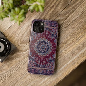 Persian Rug Phone Case, Vintage Oriental Carpet Pattern Tough Cover, Aesthetic Gift for Her iPhone 7–16 Plus Pro Max & Samsung S21–S24 Case