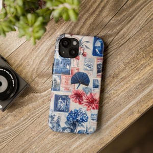 Blue Coquette Collage Phone Case, Preppy Summer Aesthetic Beachy Retro Art Stylish for iPhone 16-7 Plus Pro Max & Samsung S24, Gift for Her