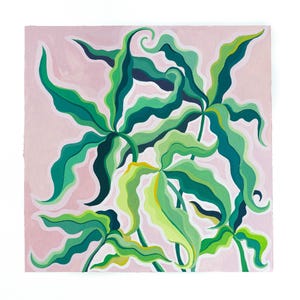 Wavy Leaves Original Gouache Painting (30x30 cm, unframed)