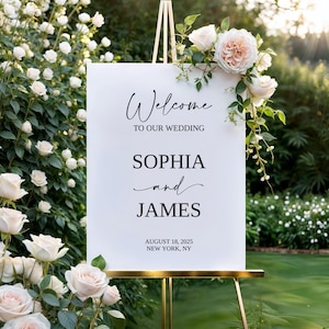 Wedding Welcome Sign, Minimalist Wedding Welcome Sign Template, Editable Wedding Signage, Edit with TEMPLETT, Modern Minimalist Wedding Sign