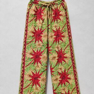 Handmade Kantha Trousers, Indian Cotton Wide Leg Pants, Bohemian Hippie Pants, Festival Wear, Quilted Artisan Clothing