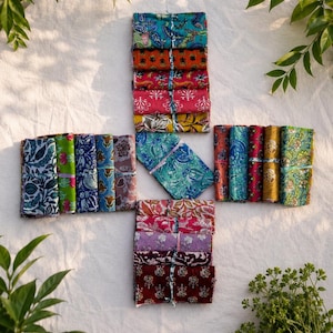 Indian Cotton Fabric Scraps, Assorted Floral Fabric Squares, Block Print Cotton Bundle, Quilting Patchwork Sewing Craft Supplies
