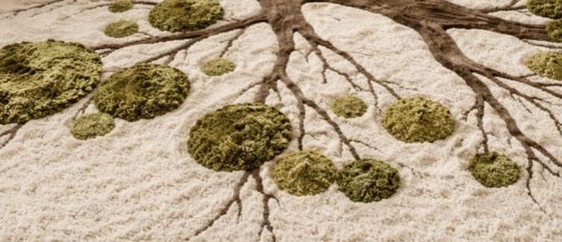 Hand Tufted Tree of Life Wool Rug | Nature Inspired Botanical Area Rug ...