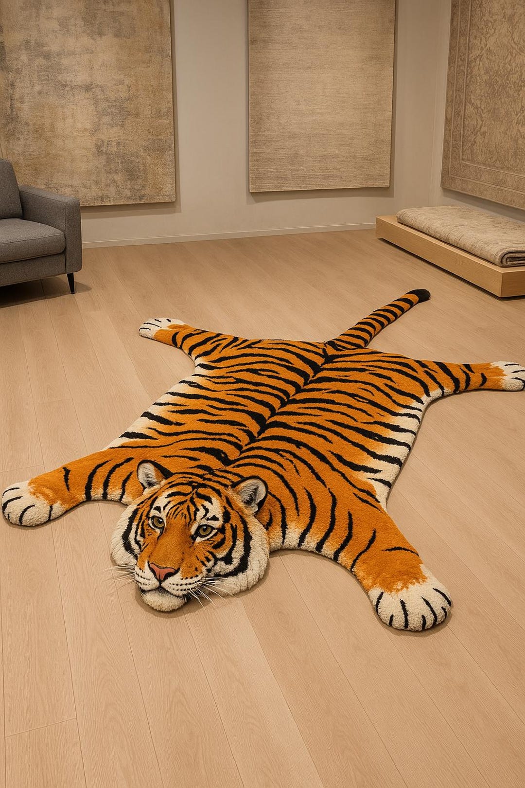 Hand-tufted Wool Tiger Rug: Boho Decor, Kids Room - Etsy