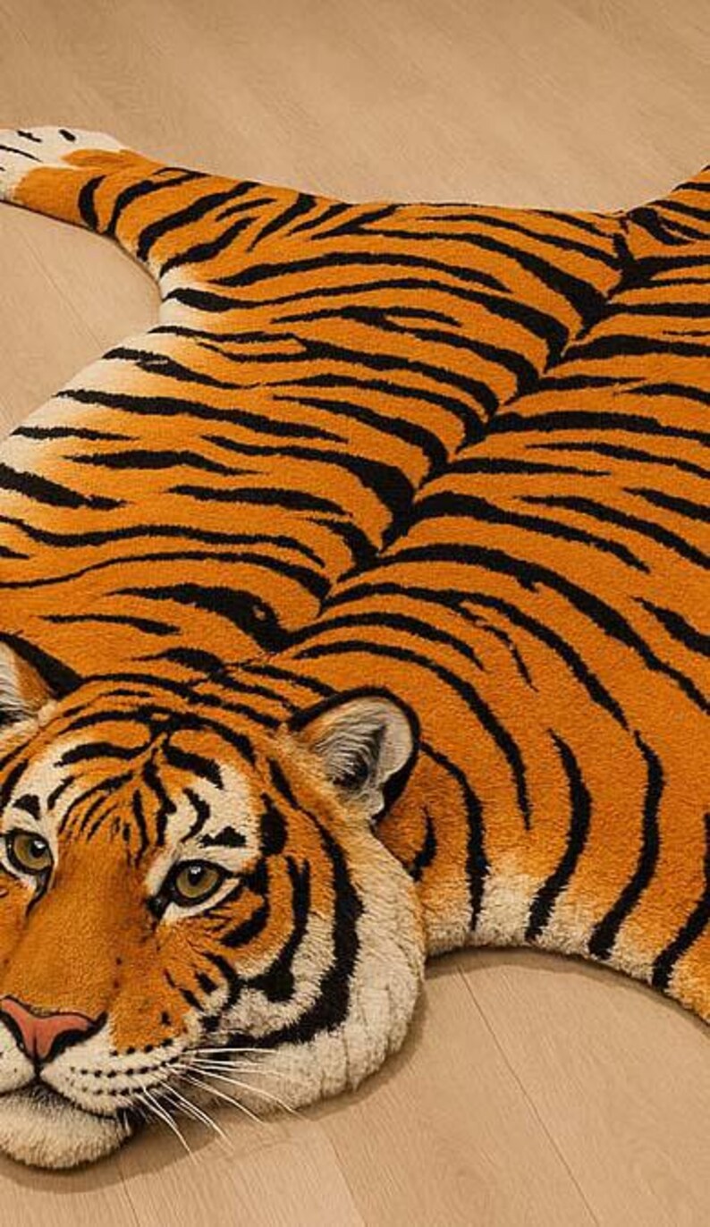 Hand-tufted Wool Tiger Rug: Boho Decor, Kids Room - Etsy