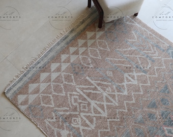 Hand knotted rug wool area rug in pastel oushak style for living room