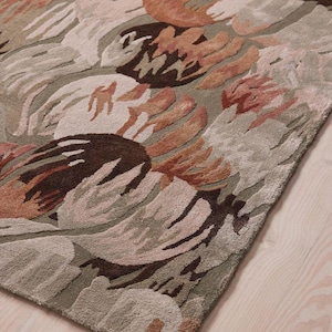 Hand Tufted Rug Wool Area Rug With Abstract Botanical Design, Custom Size And Color