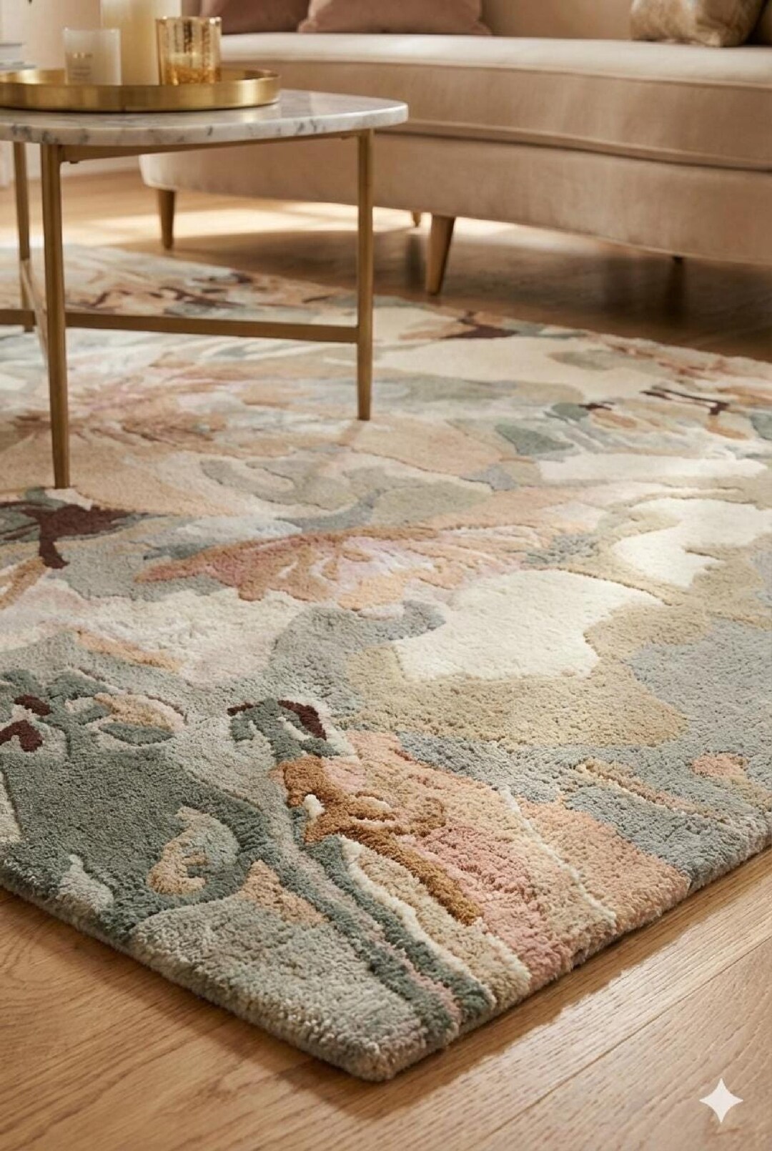 Hand-tufted Wool Area Rug: Watercolor Floral Living Room Carpet - Etsy