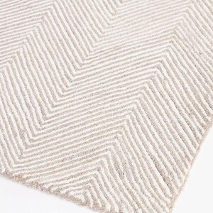 Rug Hand Tufted Wool Neutral Minimal Beige Scandinavian Modern Area Rug