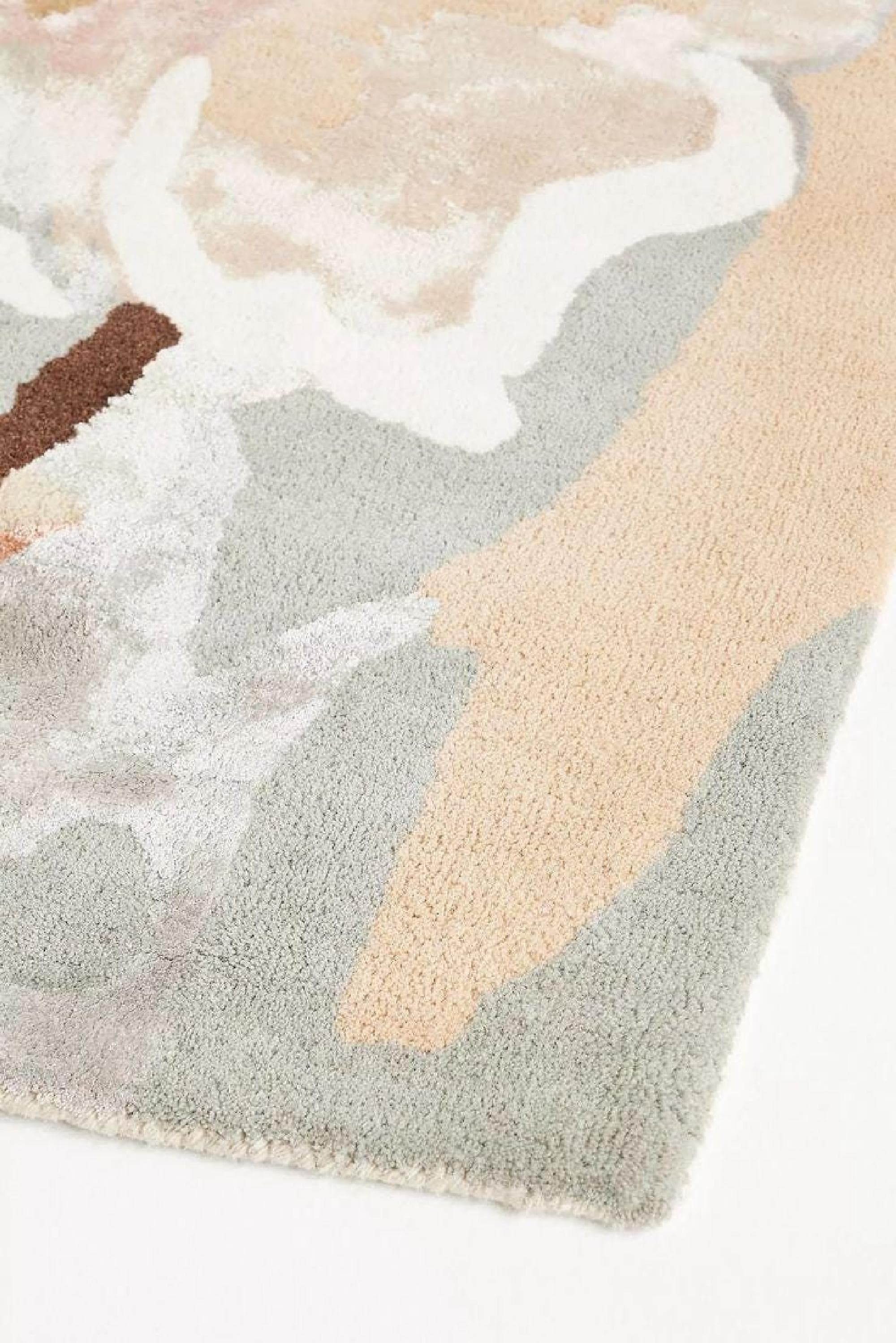 Hand-tufted Wool Area Rug: Watercolor Floral Living Room Carpet - Etsy
