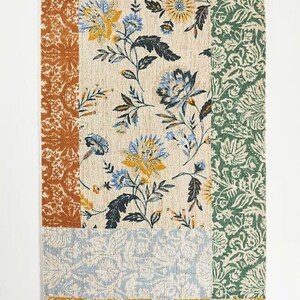 Modern Wool Rug, Hand Tufted, Patchwork Floral, Soft Pile
