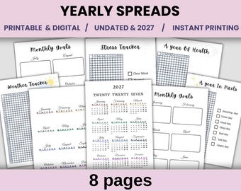 2027 digital planner | Yearly planner | bullet journal | printable | pdf | peaceful | colorful | organized | organize | tracker