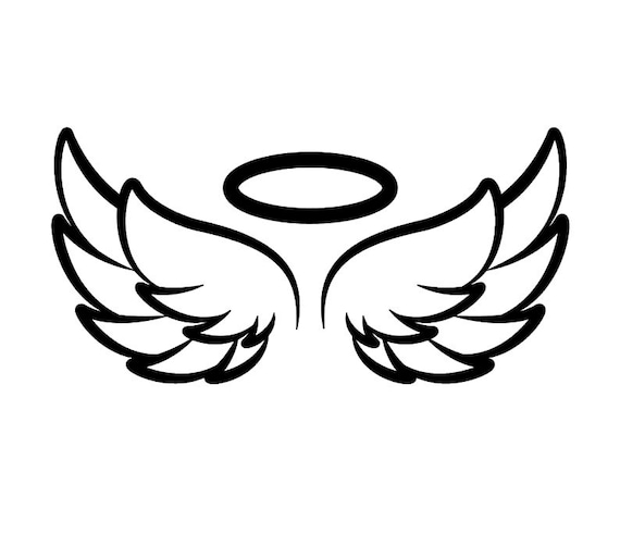 Angel wings halo memorial rip Vinyl Decal | Etsy