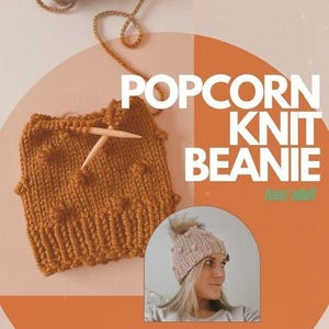 Popcorn Beanie Knitting Pattern: Beginner Circular Knit (PDF Pattern)