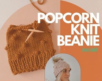 Popcorn Beanie Knitting Pattern: Beginner Circular Knit (PDF Pattern)