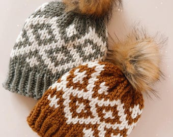 Mt. Hood Beanie Knitting Pattern: Fair Isle Toque (PDF Pattern)