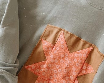 Spring Peach Quilted Sawtooth Sweatshirt – Garden Girl Bohemian Flare