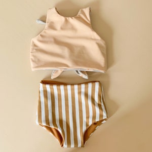 Vintage Daisy Retro Circus Stripe Bathing Suit Set - Etsy