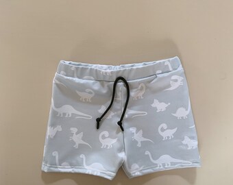 Dino swim briefs for baby and toddler | boardies | shorties | swim shorts | boy short | fully lined | faux draw string | dinosaur