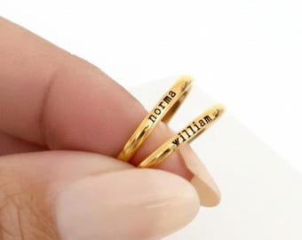 Personalized Custom Name Ring, Dainty Name Ring, Engraved Ring, Name Jewelry, 14K Solid Gold Name Ring, Ring for Women, Gift For Her