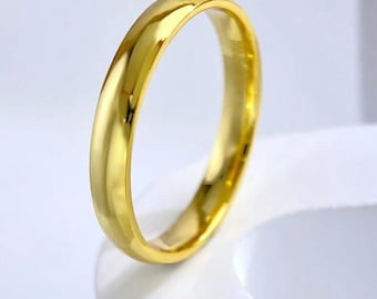 14k Solid Gold 3mm Dome Wedding Band / 14k Yellow Gold Wedding Ring for Men and Women / Classic Gold Wedding Band in Gold, Silver & Vermeil