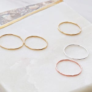 1.5 mm Thin 14k Gold Vermeil Hammered Band, 14k Gold Filled, Gold Band Simple Gold Ring, Hammered Gold bands, Dainty Gold Ring,