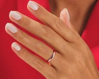 Anillo de bodas de oro de 3 mm • Banda fina de oro amarillo de 14 k para mujer • Anillo de oro delicado para uso diario • Anillo de oro fino de 3 mm para mujeres y hombres