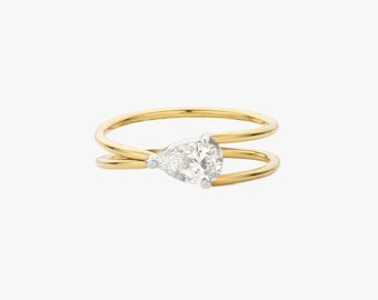 Anillo de compromiso Marquesa Anillo de viaje de oro Anillo de promesa de plata único Anillo de bodas Anillo de diamantes simulados Anillo de diamante solitario Regalo para ella