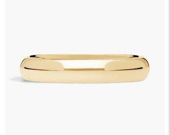 Anillo de bodas de oro macizo abovedado de 3 mm • Banda de ajuste cómodo de oro amarillo de 14 k • Regalo de anillo unisex clásico simple • Banda de uso diario para hombres y mujeres