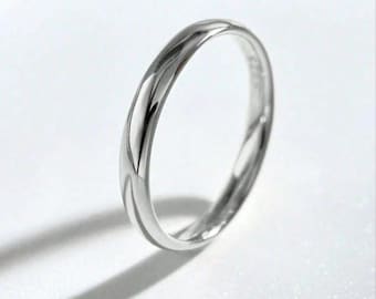 Alianza de boda fina y abovedada de 3 mm • Anillo de plata de ley 925 • Alianza clásica minimalista • Anillo de oro unisex • Regalo de Navidad. Un regalo para ella.