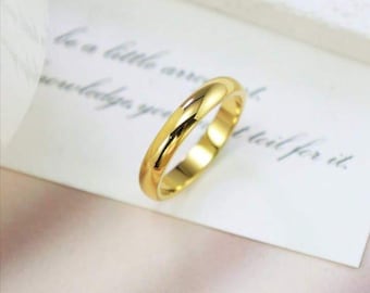 14k Yellow Gold 3mm Stacking Band for Men and Women – Minimalist Thin Gold Ring Gift-3mm Band. Gold Minimalist Band. Everyday Wear Band