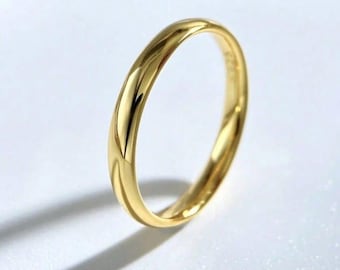 3mm Dome Wedding Band 14k Solid Gold, Wedding Plain Band for Men and Women, 3mm Gold Band Ring,  Comfort Wedding Band, Gift For Women's