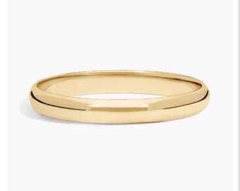 Alianza de bodas de oro amarillo macizo de 14 k de 3 mm • Anillo de ajuste cómodo con cúpula • Banda fina de oro clásica • Anillo para hombre y mujer • Regalo para ella. Regalo de cumpleaños