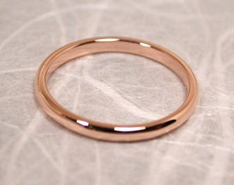 14k Solid Yellow Gold Domed Wedding Band | 2mm Gold Ring | Gift For Her | Classic Dome Comfort Fit Wedding Band | Men and Women's  Ring